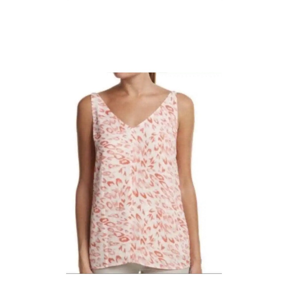 CAbi Style #267 Women’s Blouse Tank Top Sz XS Cami Coral Pink Print Adjustable